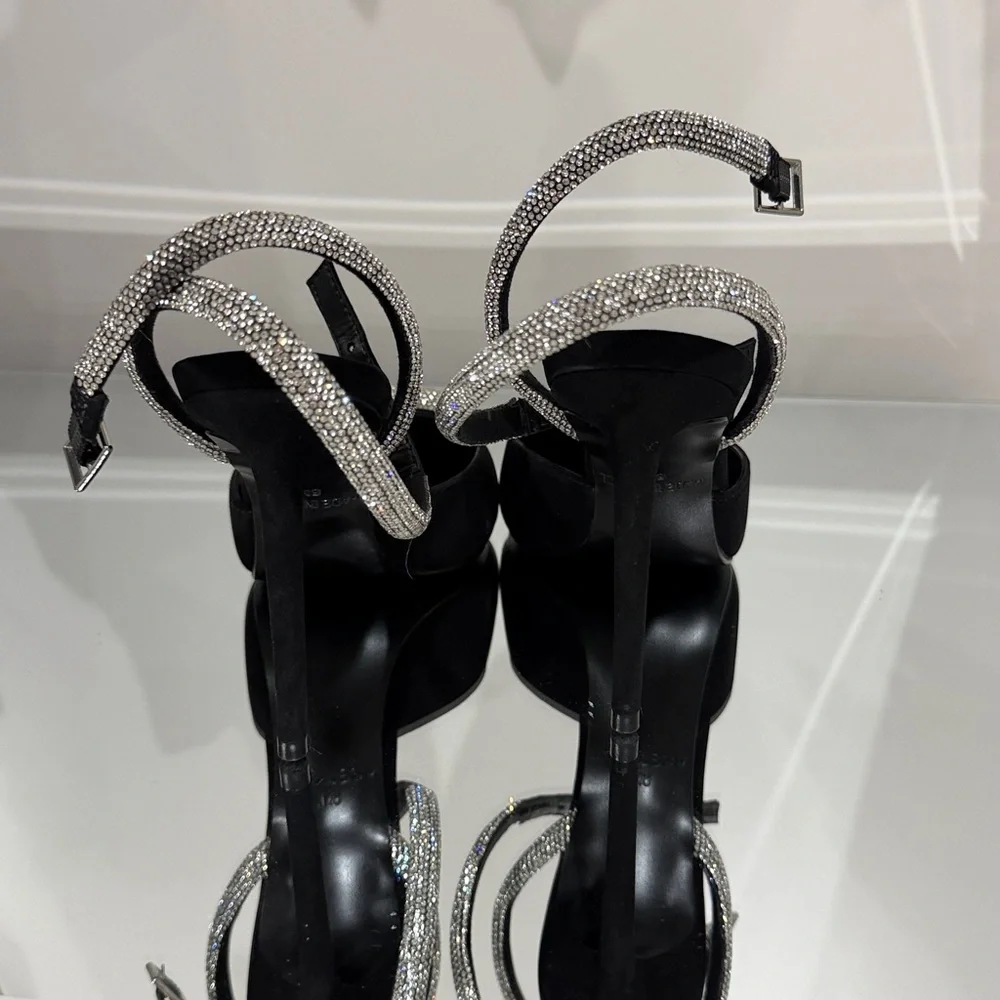 Steve Madden Black Pumps with Glittering Silver Buckles